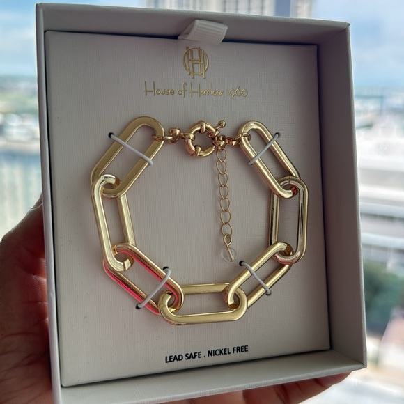 House of Harlow 1960 Gold Chunky Chain Link Bracelet - Picture 5 of 5